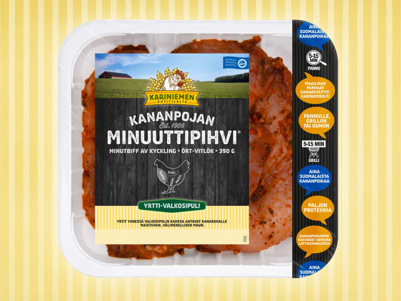 Kariniemen Kananpojan Minuuttipihvi<sup>®</sup> yrtti-valkosipuli Kariniemen Kananpojan Minuuttipihvi<sup>®</sup> yrtti-valkosipuli