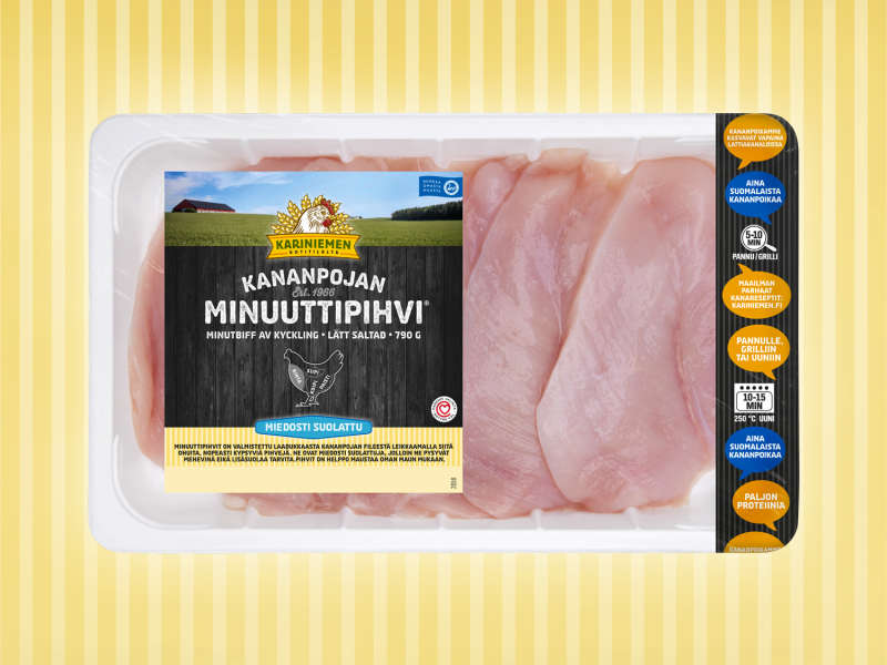 Kariniemen Kananpojan Minuuttipihvi<sup>®</sup> miedosti suolattu Kariniemen Kananpojan Minuuttipihvi<sup>®</sup> miedosti suolattu