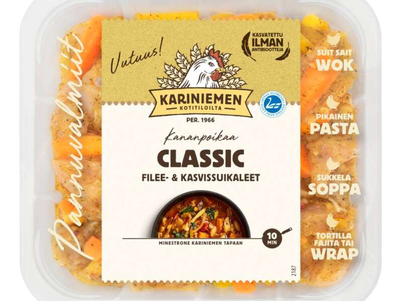 Kariniemen Kananpojan Pannuvalmiit suikaleet fileestä, Classic Kariniemen Kananpojan Pannuvalmiit suikaleet fileestä, Classic