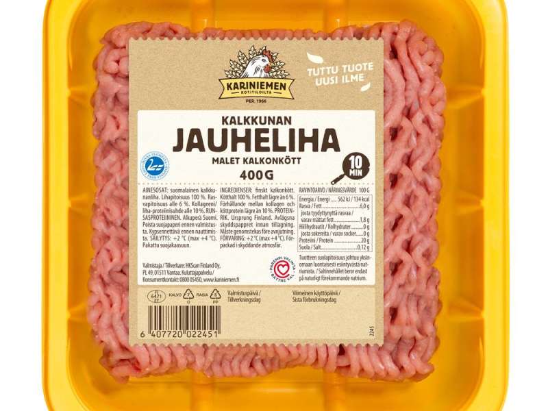 Kariniemen Kalkkunan Jauheliha maustamaton Kariniemen Kalkkunan Jauheliha maustamaton