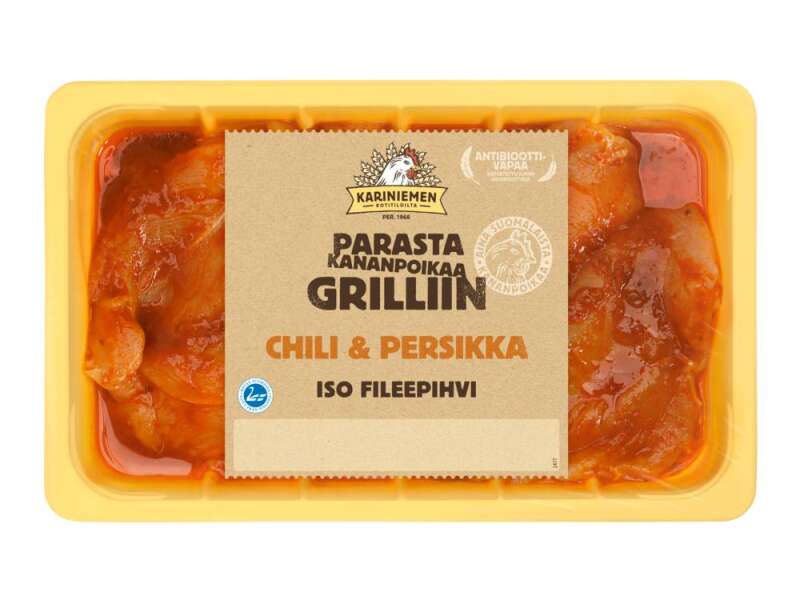 Kariniemen Kananpojan Iso fileepihvi Chili & Persikka Kariniemen Kananpojan Iso fileepihvi Chili & Persikka