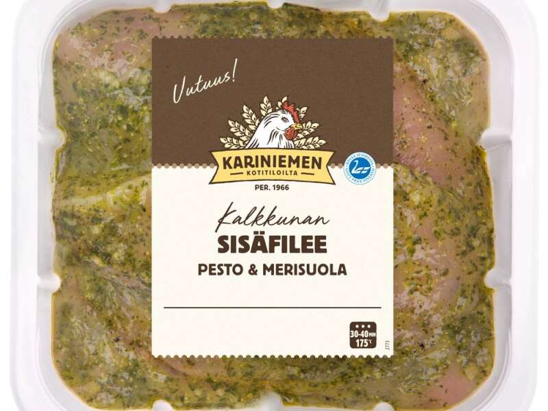 Kariniemen Kalkkunan Sisäfilee pesto-merisuola Kariniemen Kalkkunan Sisäfilee pesto-merisuola