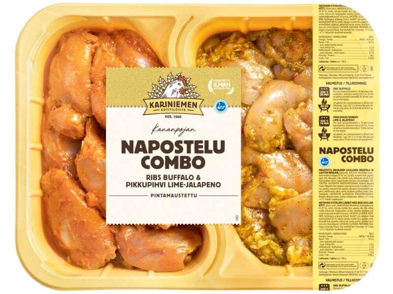 Kariniemen Kananpojan Napostelucombo Ribs Buffalo&Pikkupihvi lime-jalapeno Kariniemen Kananpojan Napostelucombo Ribs Buffalo&Pikkupihvi lime-jalapeno