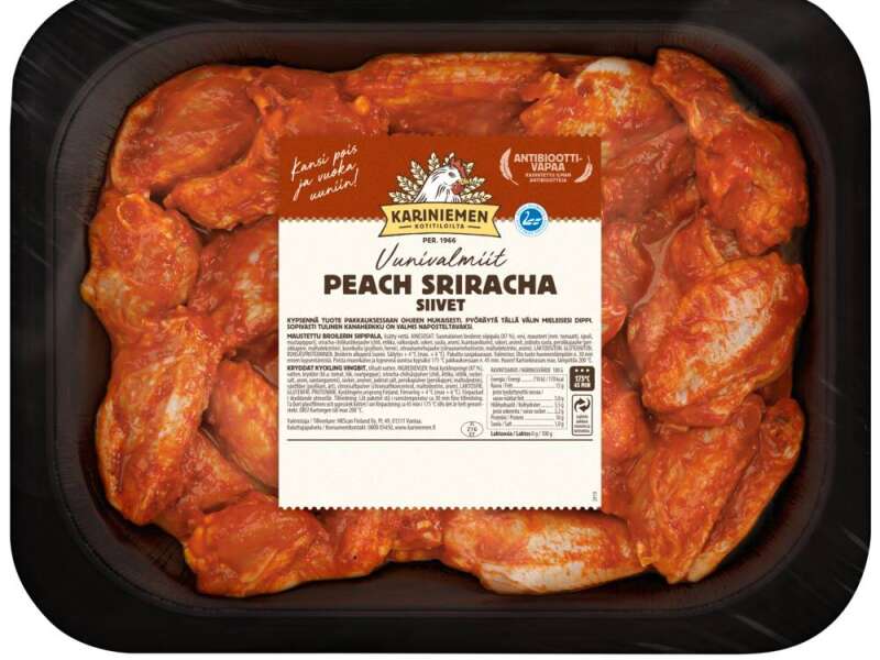 Kariniemen Kananpojan Uunivalmis Siipi Peach Sriracha Kariniemen Kananpojan Uunivalmis Siipi Peach Sriracha