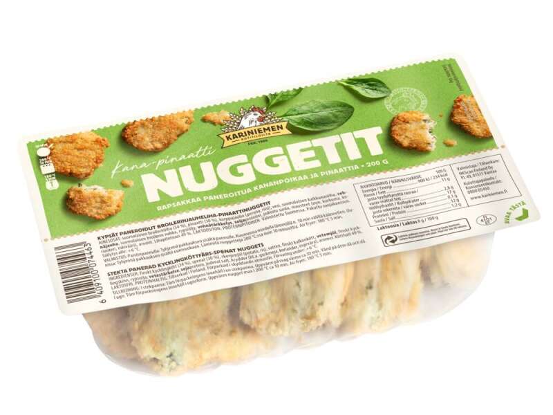 Kariniemen kananpojan kana-pinaattinugetti Kariniemen kananpojan kana-pinaattinugetti