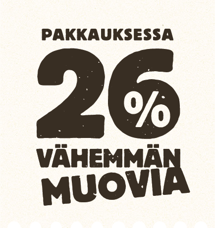 26% vähemmän muovia