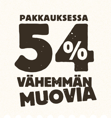 26% vähemmän muovia